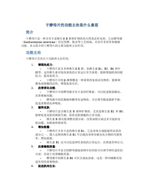 干酵母片的功能主治是什么意思
