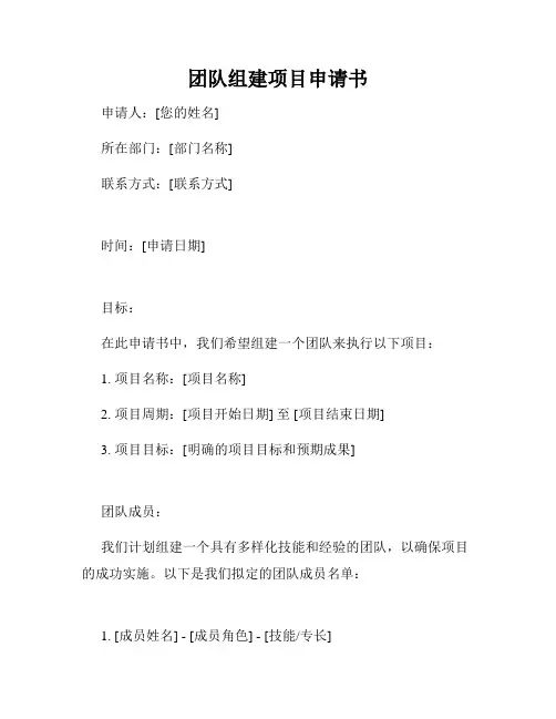 团队组建项目申请书