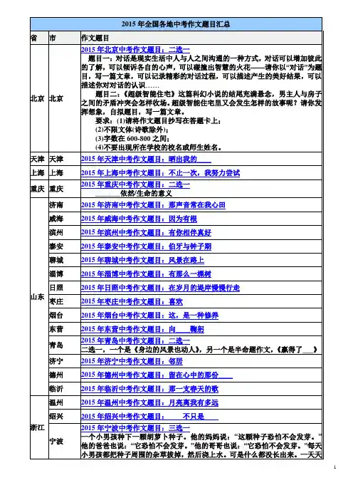 2015全国中考作文题目