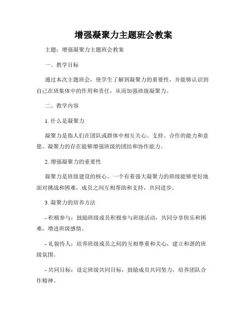增强凝聚力主题班会教案