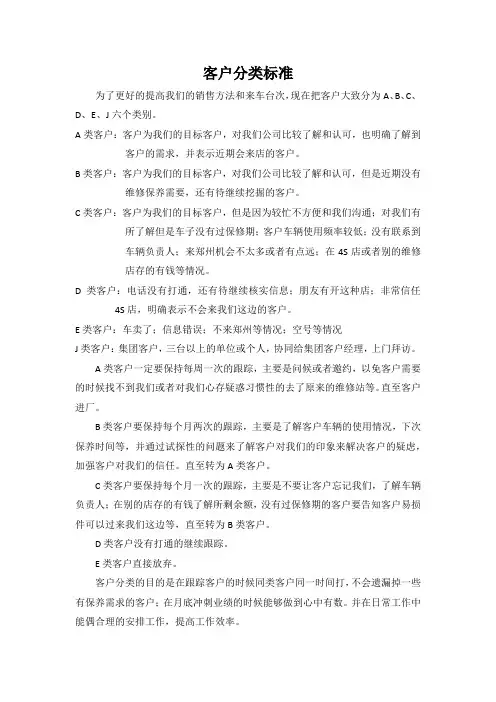 客户分类标准