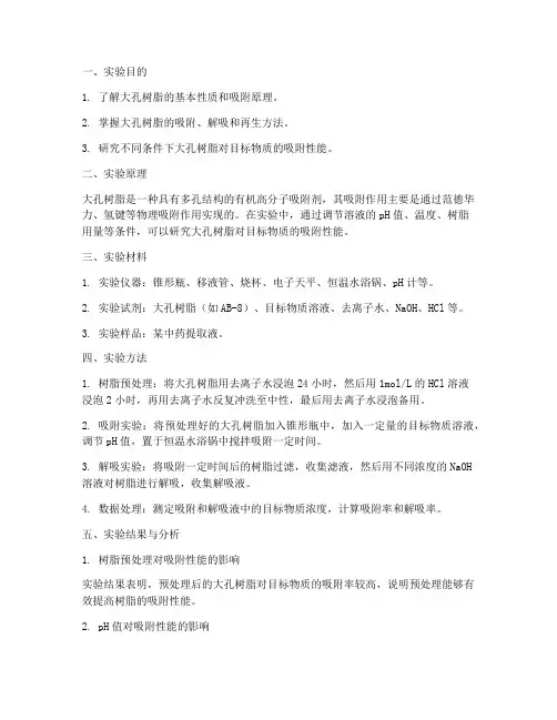 大孔树脂吸附实验报告