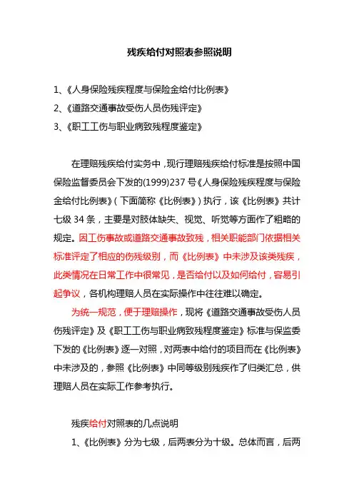 对照表参照说明