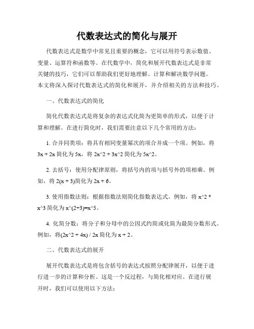 代数表达式的简化与展开