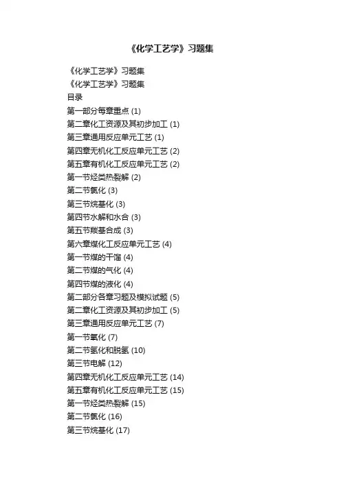 《化学工艺学》习题集