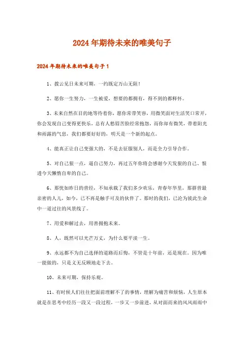 2024年期待未来的唯美句子
