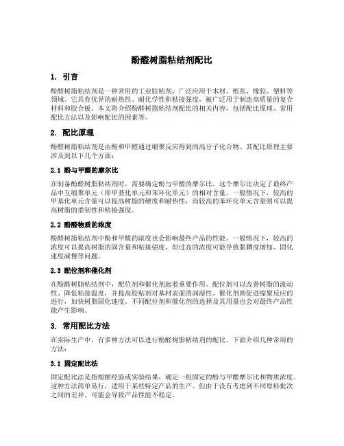 酚醛树脂粘结剂配比
