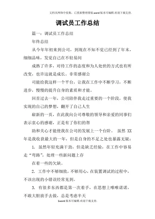 调试员工作总结