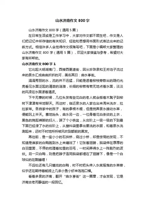 山水济南作文800字（通用5篇）
