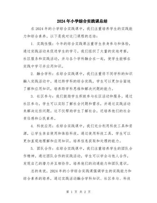2024年小学综合实践课总结