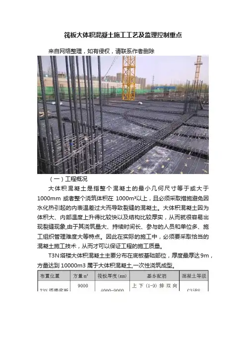 筏板大体积混凝土施工工艺及监理控制重点
