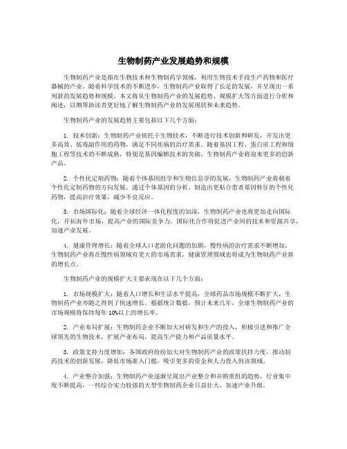 生物制药产业发展趋势和规模