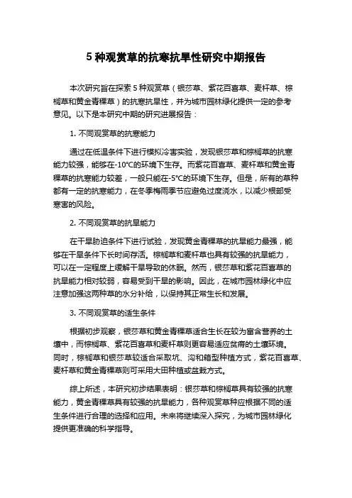 5种观赏草的抗寒抗旱性研究中期报告