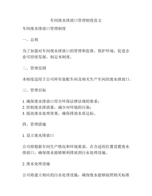 车间废水排放口管理制度范文