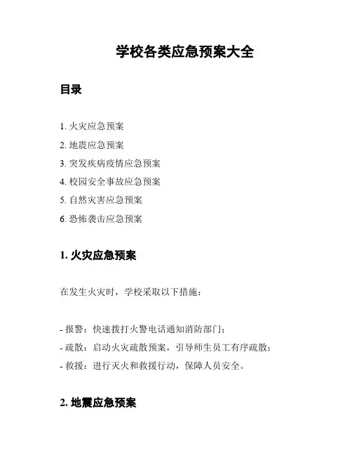 学校各类应急预案大全