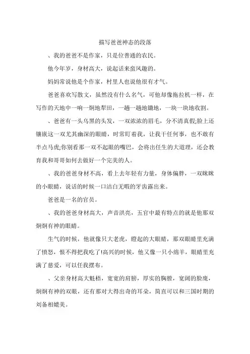 描写爸爸神态的段落-作文