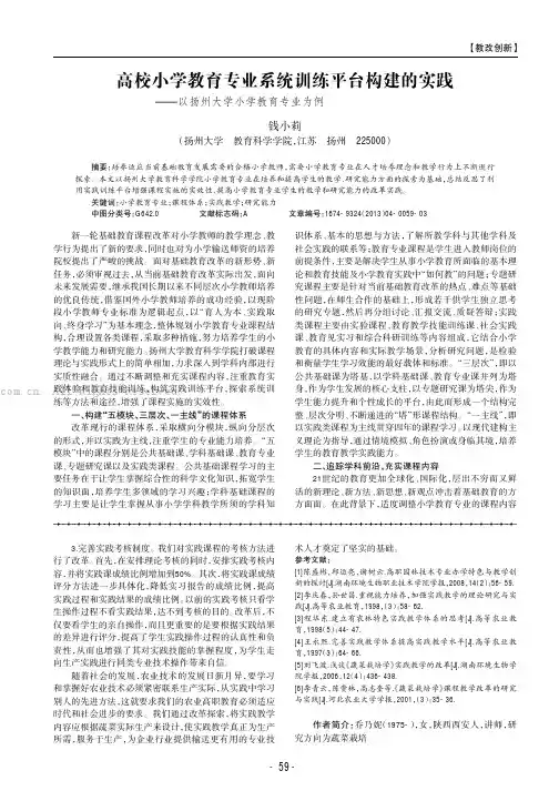 高校小学教育专业系统训练平台构建的实践——以扬州大学小学教育专业为例
