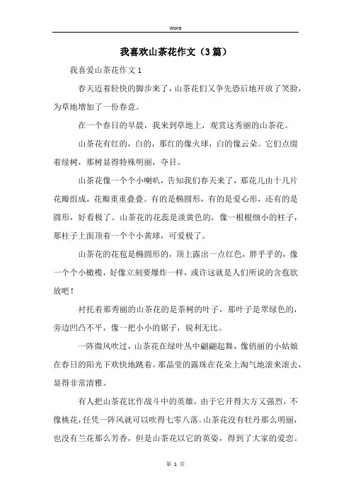我喜欢山茶花作文(3篇)