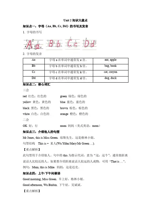 Unit 2 Colours知识大盘点(素材)人教PEP版英语三年级上册 