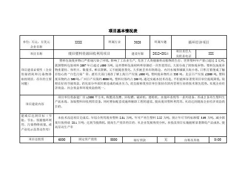 项目基本情况表