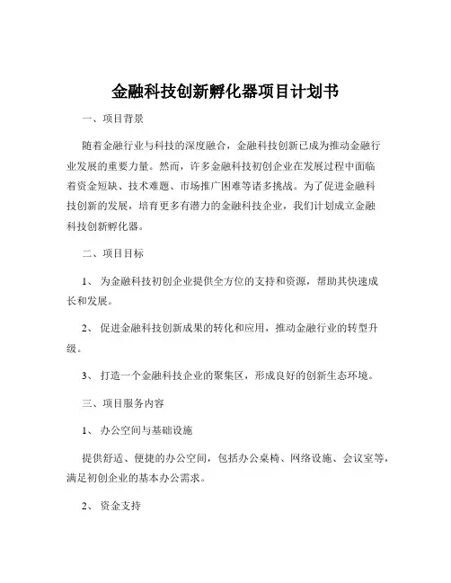 金融科技创新孵化器项目计划书