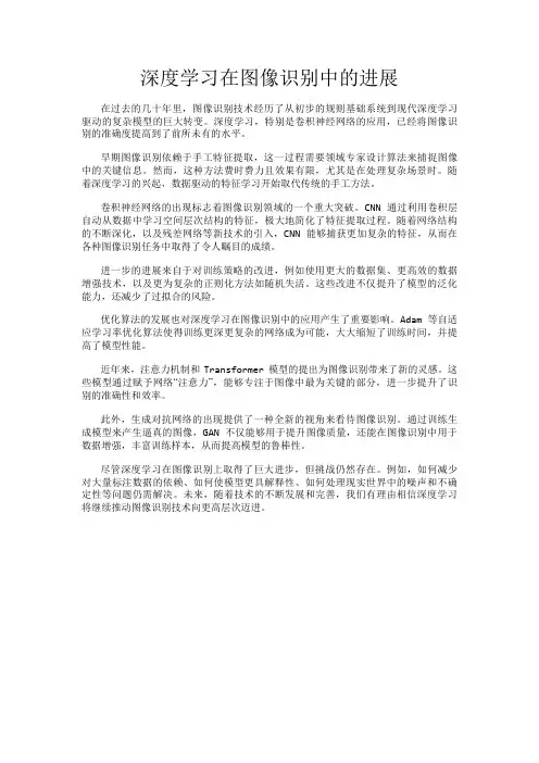 深度学习在图像识别中的进展