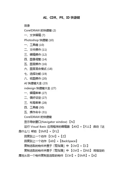AI、CDR、PS、ID快捷键