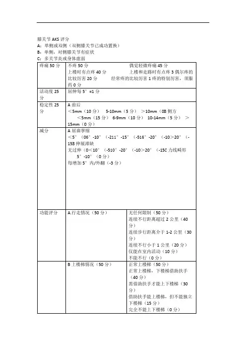 膝关节AKS评分 .doc