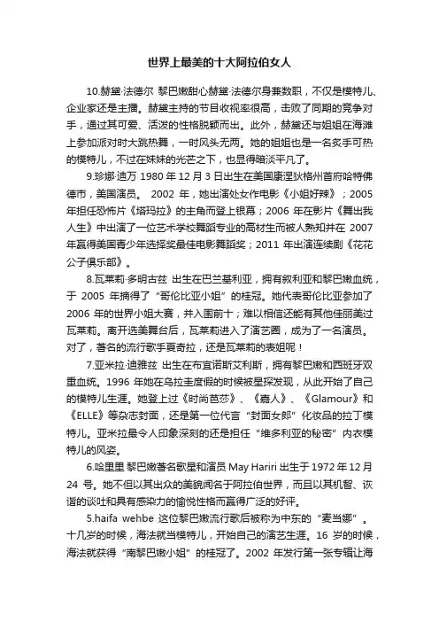 世界上最美的十大阿拉伯女人