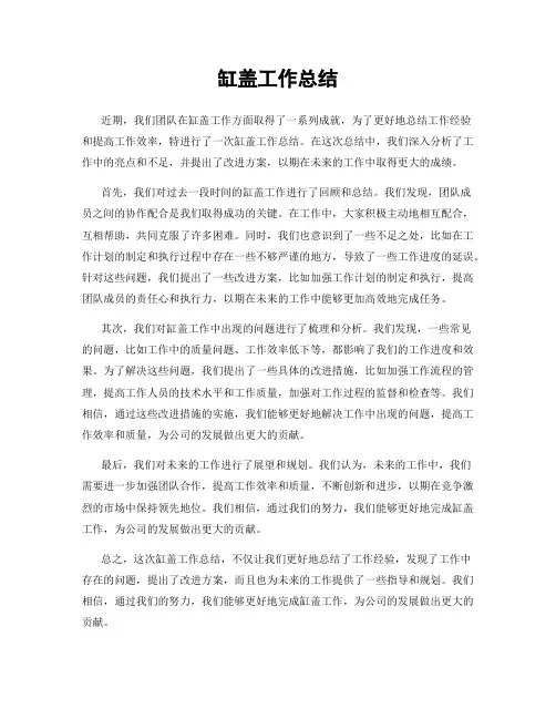 缸盖工作总结