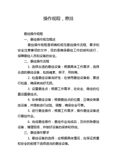 操作规程,悬挂