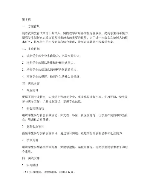 暑期实践教学方案(3篇)