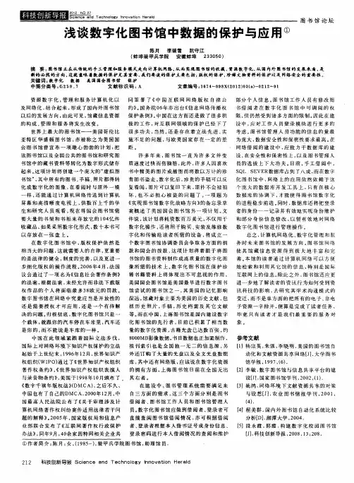 浅谈数字化图书馆中数据的保护与应用