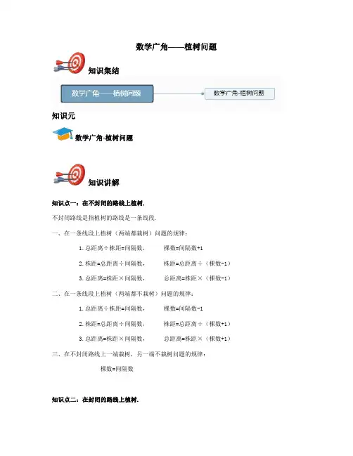 五年级上-数学广角——植树问题