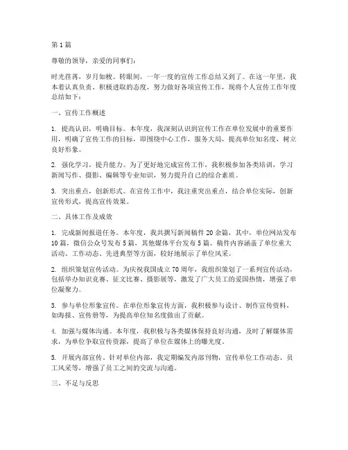 个人宣传工作年度总结(3篇)