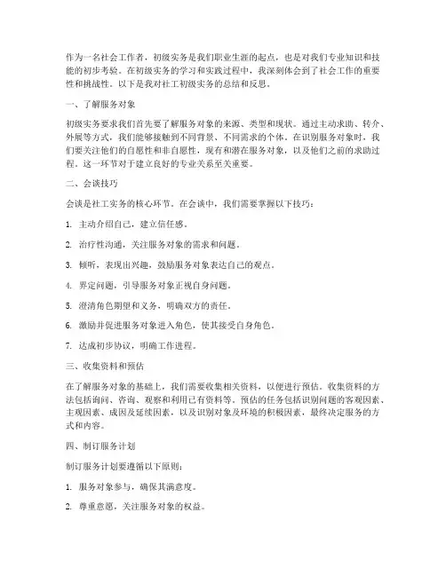 社工初级实务总结范文