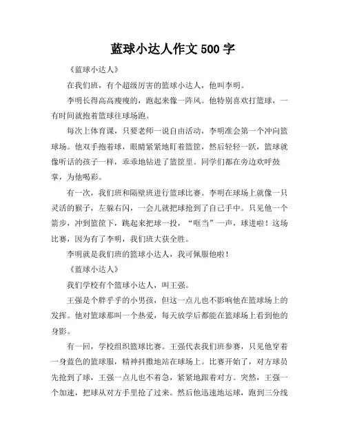 蓝球小达人作文500字