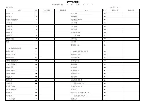 标准资产负债表模板
