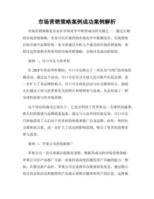 市场营销策略案例成功案例解析