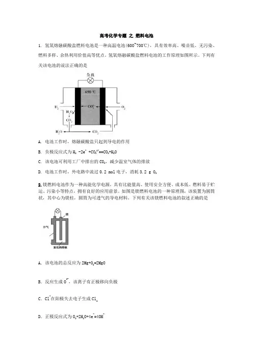 高考化学全国卷Ⅰ专题———燃料电池