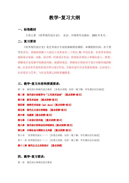 (独立本科阶段)现代设计史复习大纲(精简版)