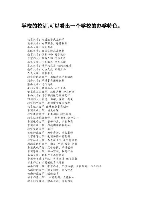 中国著名大学校训大全