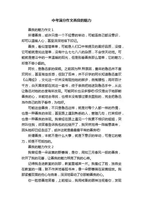 中考满分作文善良的魅力