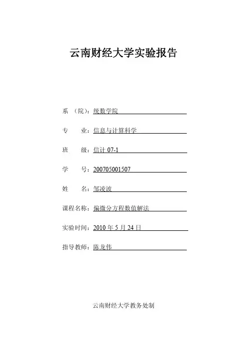偏微分方程稳定性判断 实验报告