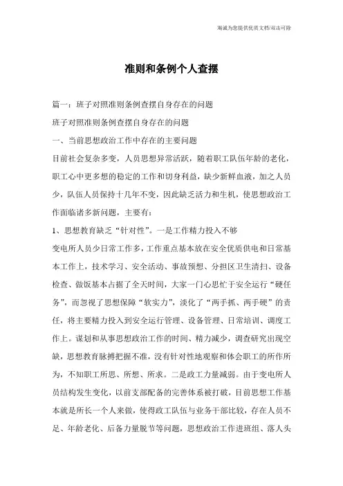 准则和条例个人查摆