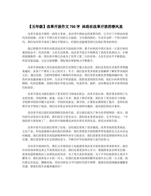 【五年级】改革开放作文700字 沐浴在改革开放的春风里
