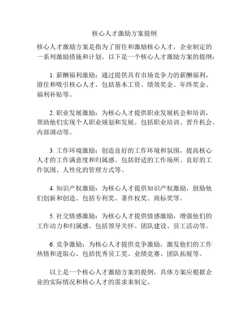 核心人才激励方案提纲