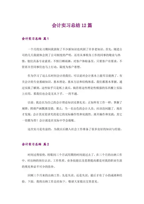 会计实习总结12篇