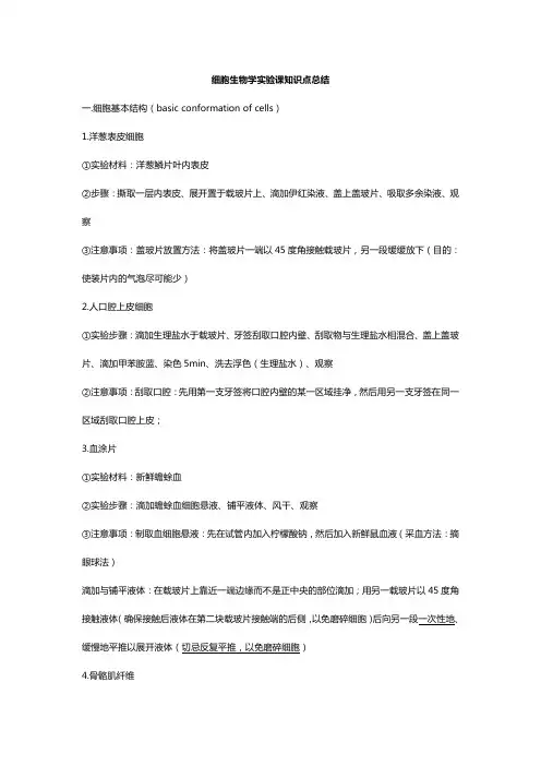 细胞生物学实验课知识点总结