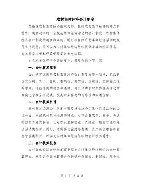 农村集体经济会计制度